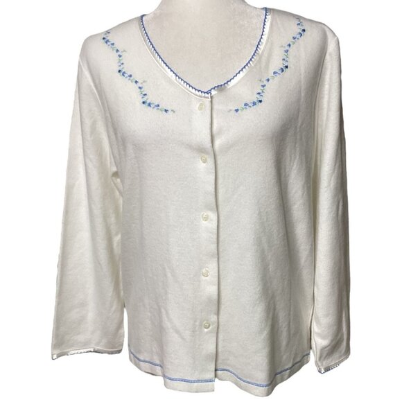 Vintage J. Appel‎ Classics Soft Embroidered Cardigan Sweater Women's Size Medium - Picture 1 of 6